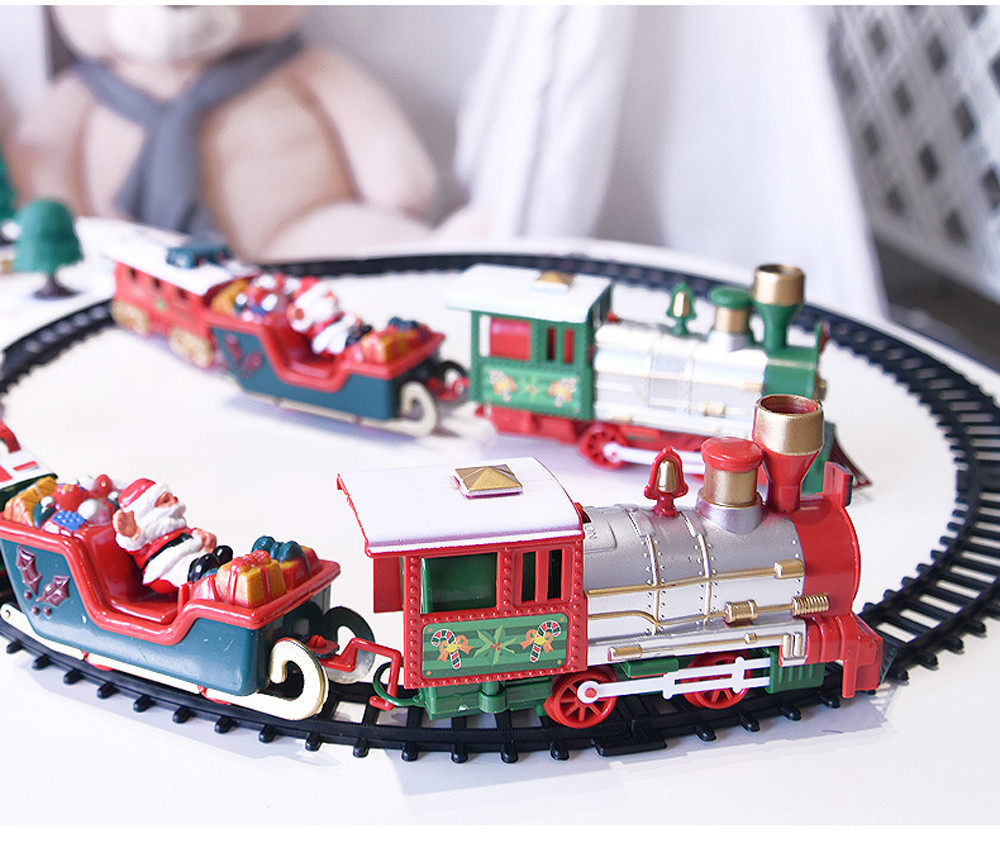 Toy Train Set with Lights and Sounds Christmas Train Set Railway Tracks Battery Operated Toys - Image 2