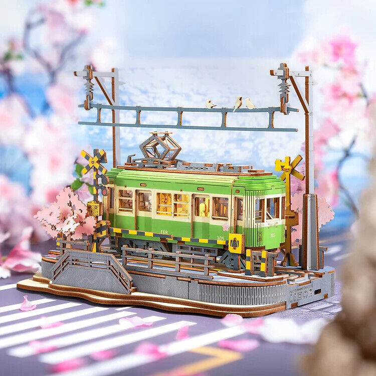 Rolife Sakura Journey Tram Car 3D Wooden Puzzle Model Toys Teens Gift - Image 5
