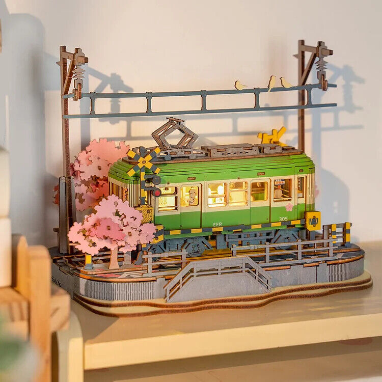 Rolife Sakura Journey Tram Car 3D Wooden Puzzle Model Toys Teens Gift - Image 6