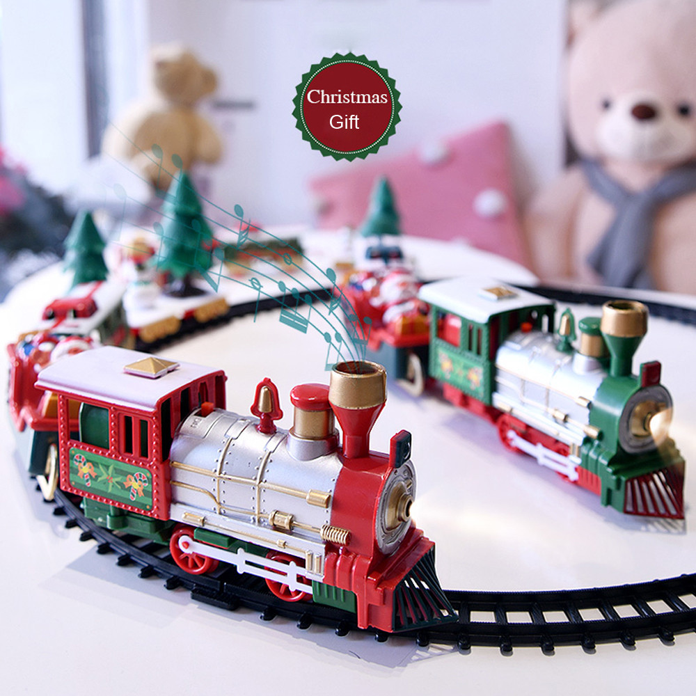 Toy Train Set with Lights and Sounds Christmas Train Set Railway Tracks Battery Operated Toys - Image 4