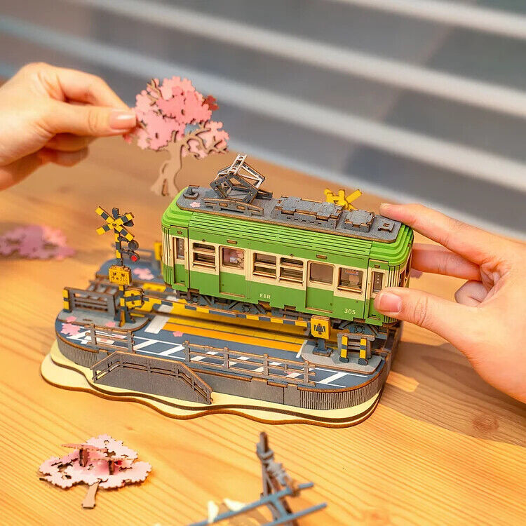 Rolife Sakura Journey Tram Car 3D Wooden Puzzle Model Toys Teens Gift - Image 3