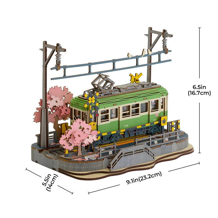 Rolife Sakura Journey Tram Car 3D Wooden Puzzle Model Toys Teens Gift - Image 4