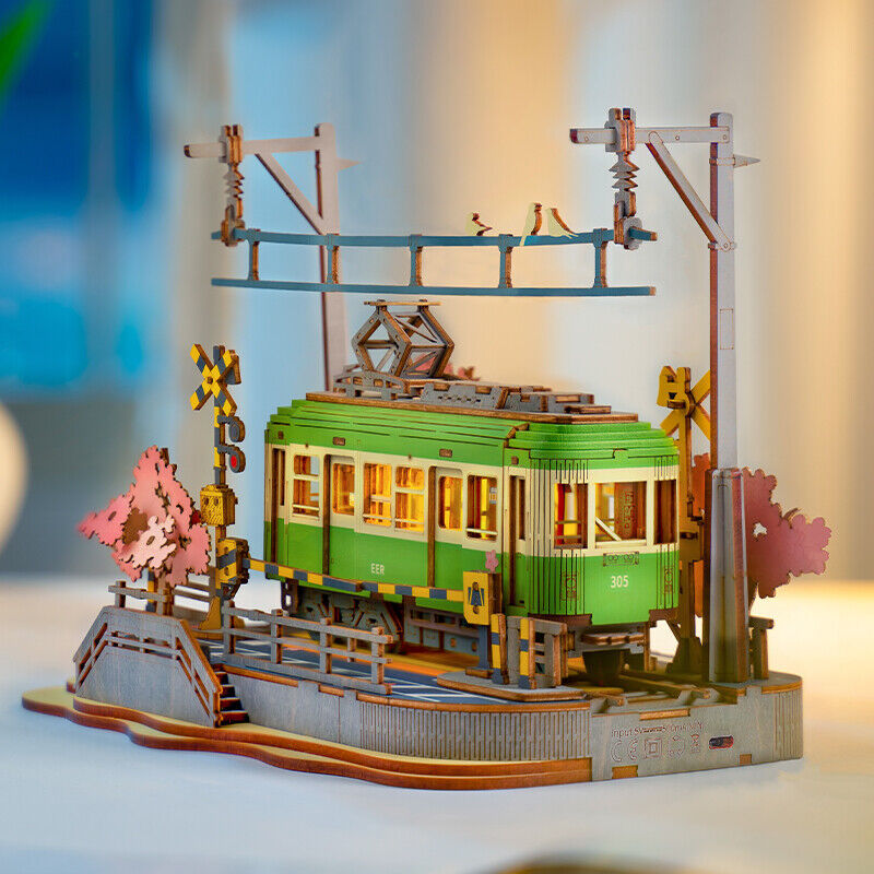 Rolife Sakura Journey Tram Car 3D Wooden Puzzle Model Toys Teens Gift - Image 2